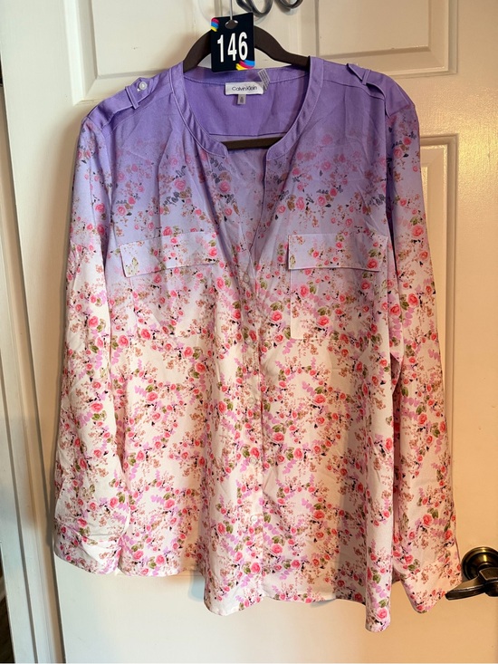 Calvin Klein Tops - Calvin Klein Lavender to Cream Floral Ombre Tunic